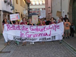 Demonstration für den Erhalt der Geburtsstation am Krankenhaus Grimma