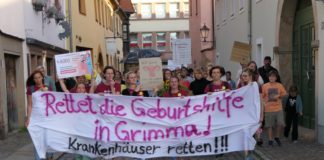 Demonstration für den Erhalt der Geburtsstation am Krankenhaus Grimma