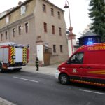 Blaulichteinsatz in der Colditzer Bahnhofstraße Foto: Sören Müller