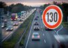 speed limit sign 130 above german highway, autobahn