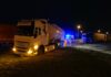 Der LKW hatte sich auf dem A14 Rastplatz festgefahren