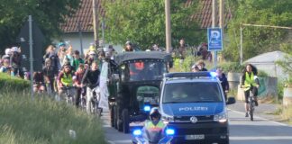 Fahrraddemo auf der S11 zwischen Großbardau und Grimma im Mai 2023