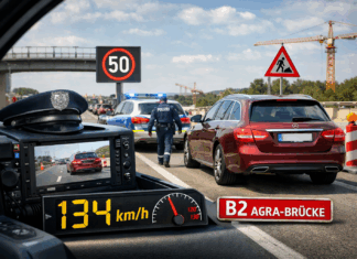 134 km/h im Baustellenbereich: Polizei stoppt Raser