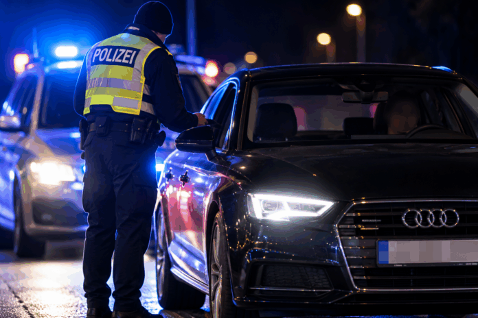 Nächtliche Polizeikontrolle am Audi: Foto: KI generiert