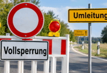Straßensperrung mit Umleitung