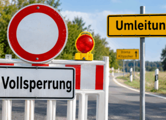 Straßensperrung mit Umleitung