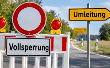 Straßensperrung mit Umleitung