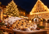 Weihnachtsstollen am festlichen Marktplatz